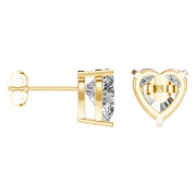 Solitaire Stud Earrings - Heart 9mm