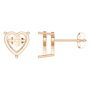 Solitaire Stud Earrings - Heart 9mm