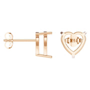 Solitaire Stud Earrings - Heart 9mm
