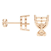 Solitaire Stud Earrings - Heart 9mm
