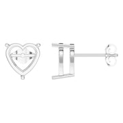 Solitaire Stud Earrings - Heart 9mm