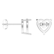 Solitaire Stud Earrings - Heart 9mm