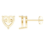 Solitaire Stud Earrings - Heart 9mm