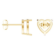 Solitaire Stud Earrings - Heart 9mm