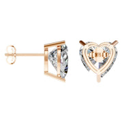 Solitaire Stud Earrings - Heart 11.5mm