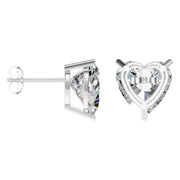 Solitaire Stud Earrings - Heart 11.5mm