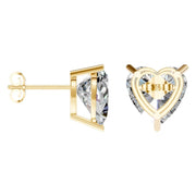 Solitaire Stud Earrings - Heart 11.5mm