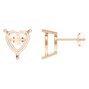 Solitaire Stud Earrings - Heart 11.5mm
