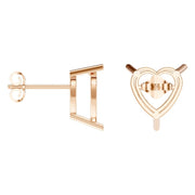 Solitaire Stud Earrings - Heart 11.5mm