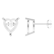 Solitaire Stud Earrings - Heart 11.5mm