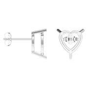 Solitaire Stud Earrings - Heart 11.5mm