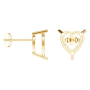 Solitaire Stud Earrings - Heart 11.5mm