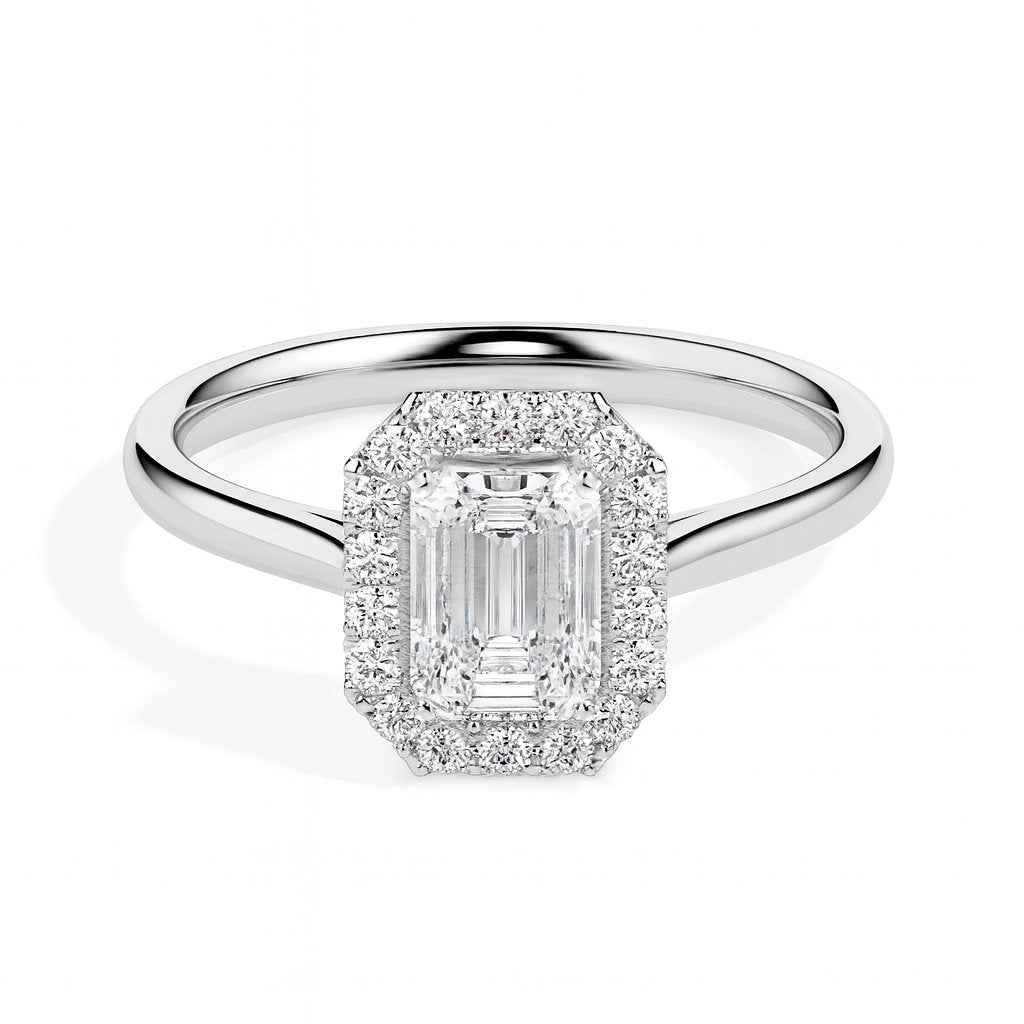 Lolita Solitaire Halo Emerald Ring