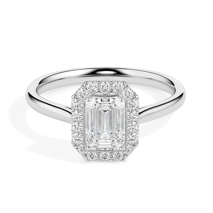 Lolita Solitaire Halo Emerald Ring