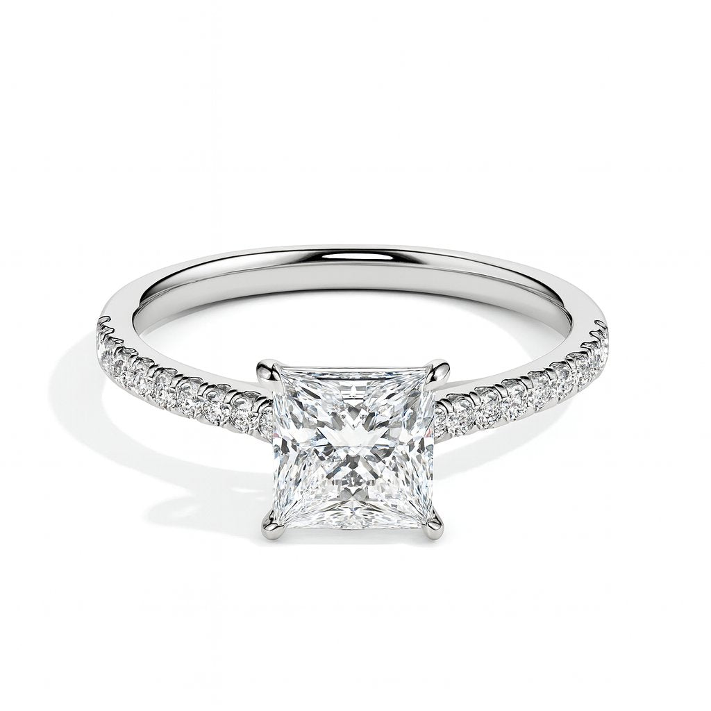 Lucrezia Solitaire Pave Princess Ring