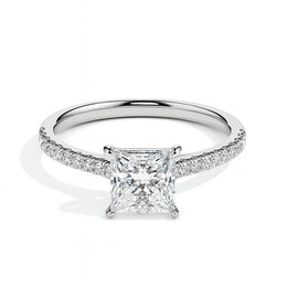 Lucrezia Solitaire Pave Princess Ring-Dileti