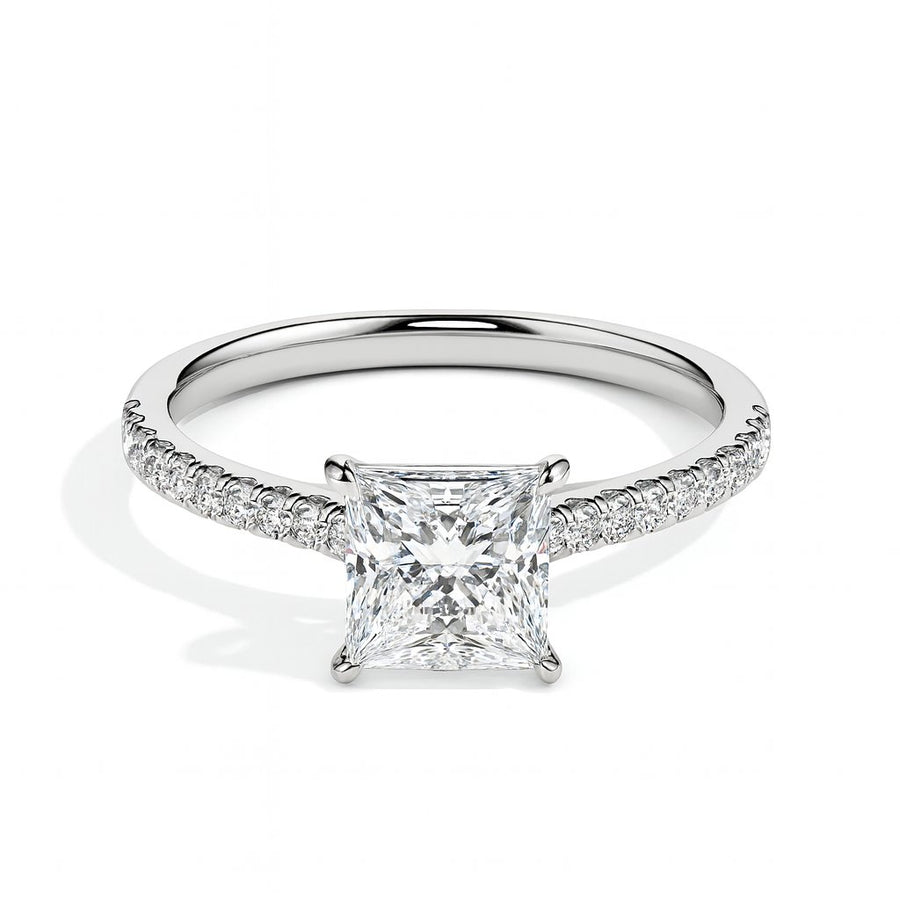 Lucrezia Solitaire Pave Princess Ring