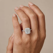Maud Solitaire Halo Pave Radiant Ring