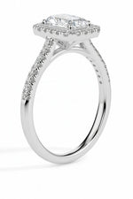 Maud Solitaire Halo Pave Radiant Ring-Dileti