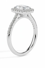 Maud Solitaire Halo Pave Radiant Ring-Dileti