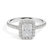 Maud Solitaire Halo Pave Radiant Ring-Dileti