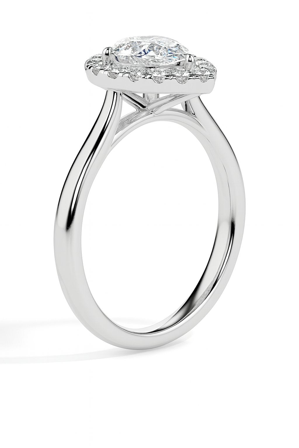 Monica Solitaire Halo Pear Ring