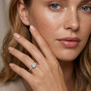 Nina Solitaire Pave Cushion Ring