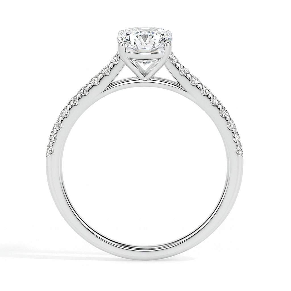 Nina Solitaire Pave Cushion Ring