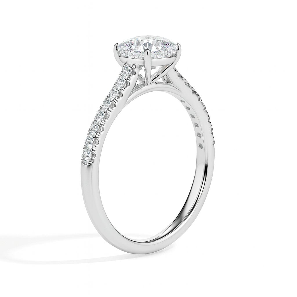 Nina Solitaire Pave Cushion Ring