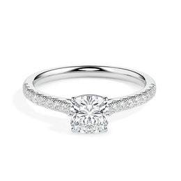 Nina Solitaire Pave Cushion Ring-Dileti