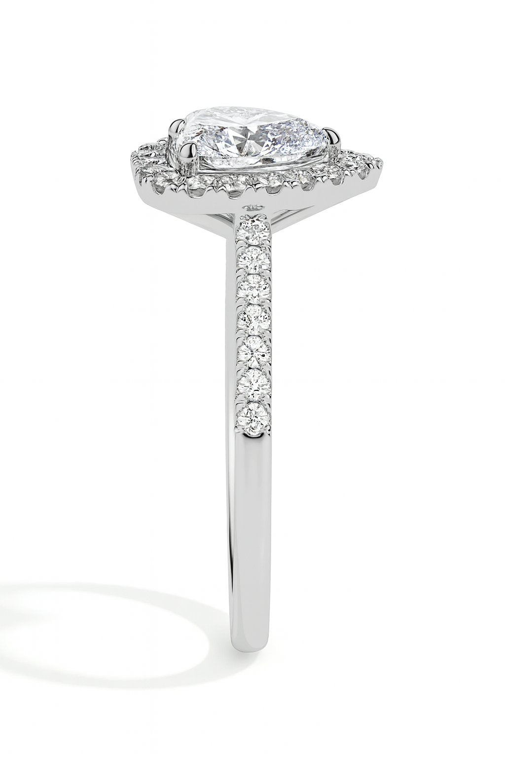 Olbia Solitaire Halo Pave Heart Ring