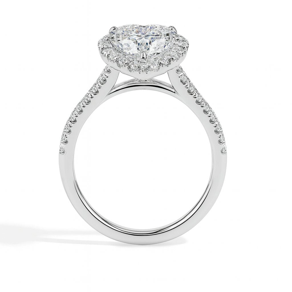 Olbia Solitaire Halo Pave Heart Ring