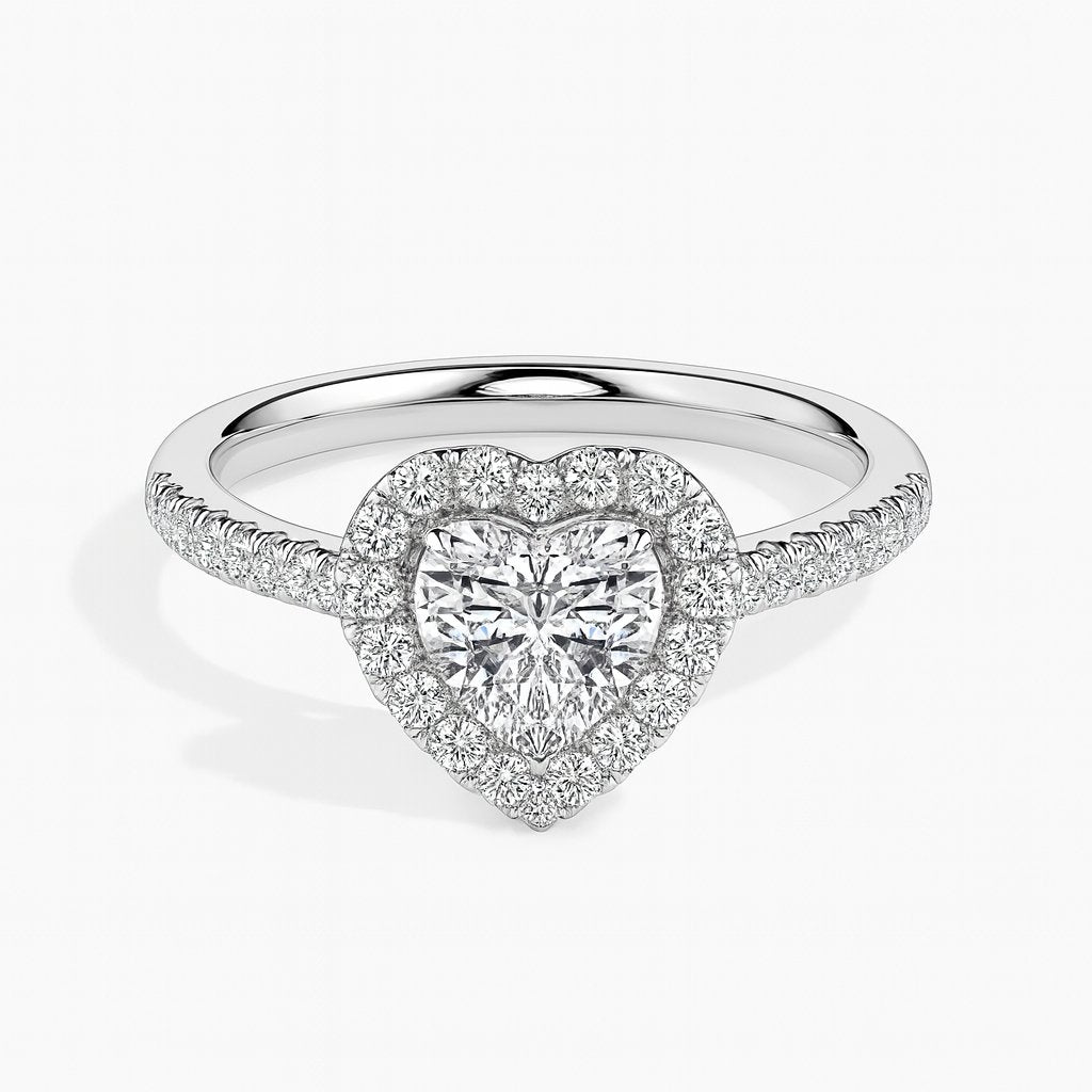 Olbia Solitaire Halo Pave Heart Ring