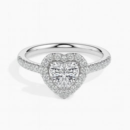 Olbia Solitaire Halo Pave Heart Ring-Dileti