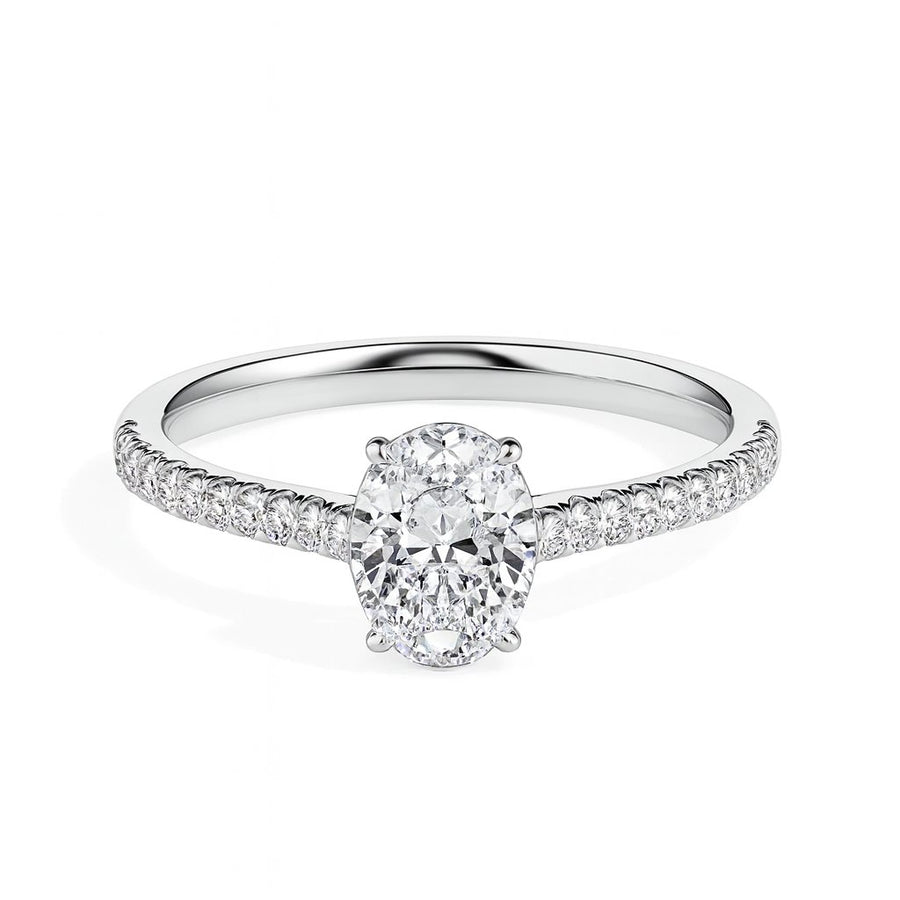 Olga Solitaire Pave Oval Ring