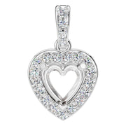 Accented Halo Pendant - Heart 5mm