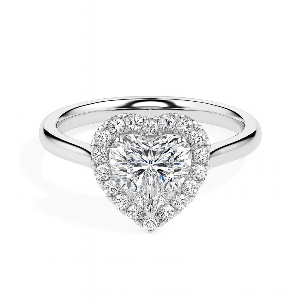 Paloma Solitaire Halo Heart Ring