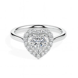 Paloma Solitaire Halo Heart Ring-Dileti
