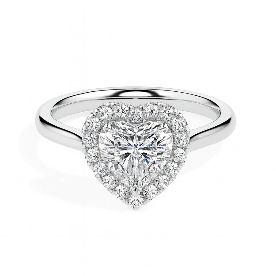 Paloma Solitaire Halo Heart Ring