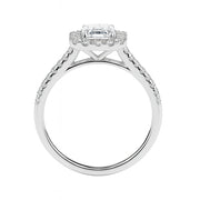 Paquita Solitaire Halo Pave Emerald Ring-Dileti