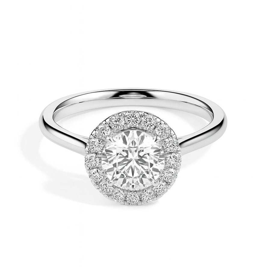 Patti Solitaire Halo Round Ring
