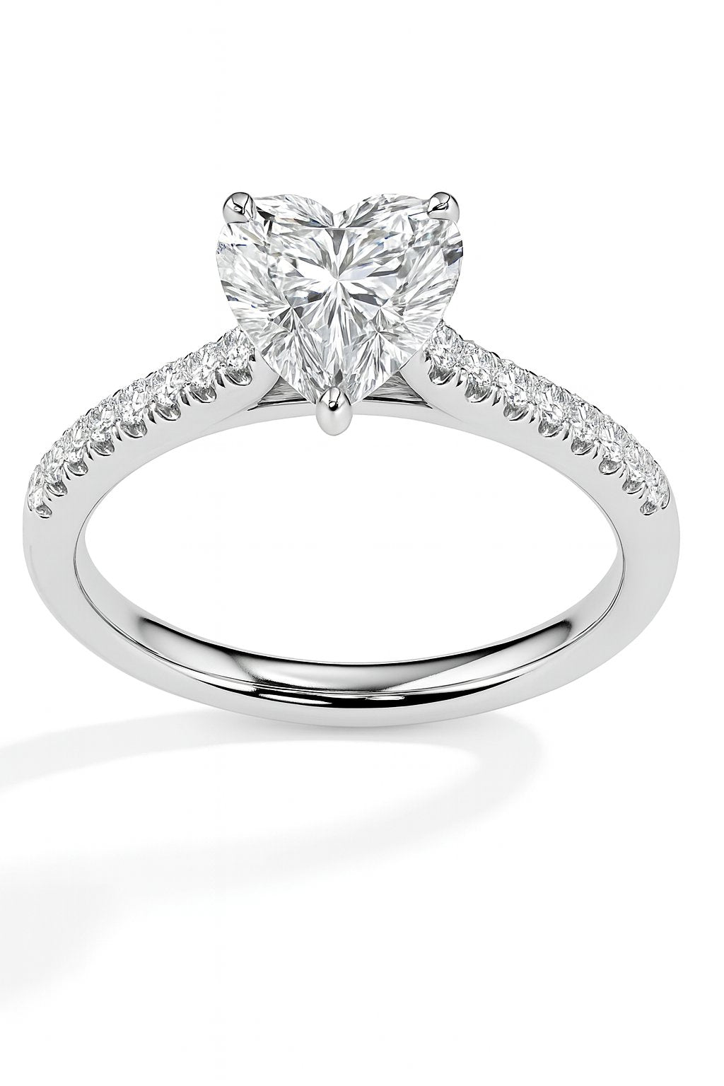 Penelope Solitaire Pave Heart Ring