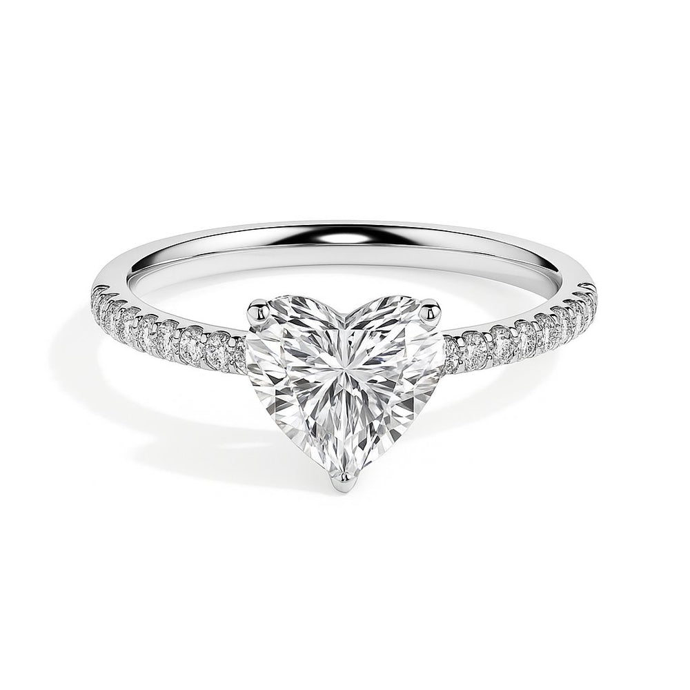 Penelope Solitaire Pave Heart Ring-Dileti