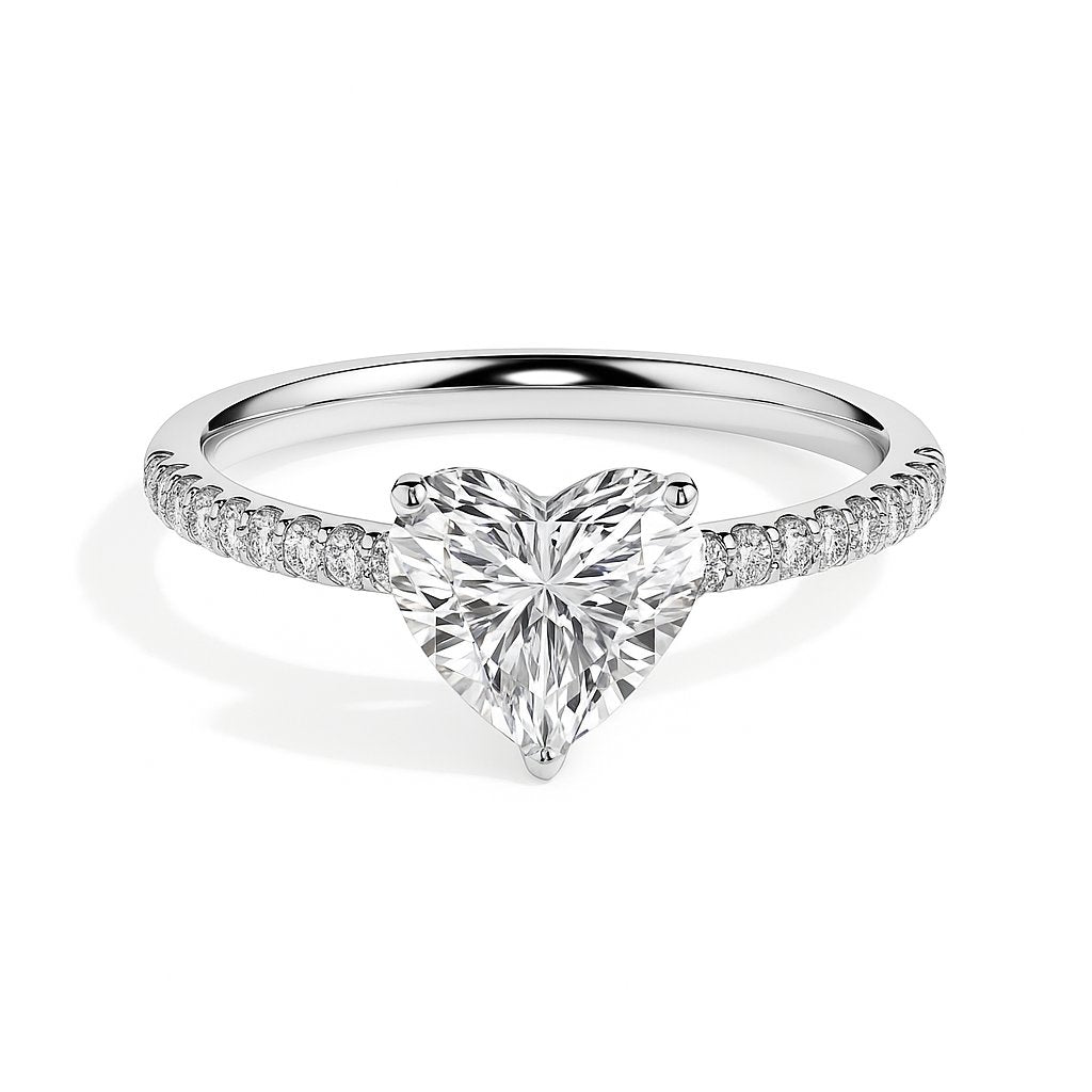 Penelope Solitaire Pave Heart Ring