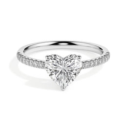 Penelope Solitaire Pave Heart Ring-Dileti