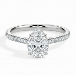 Philo Solitaire Pave Pear Ring