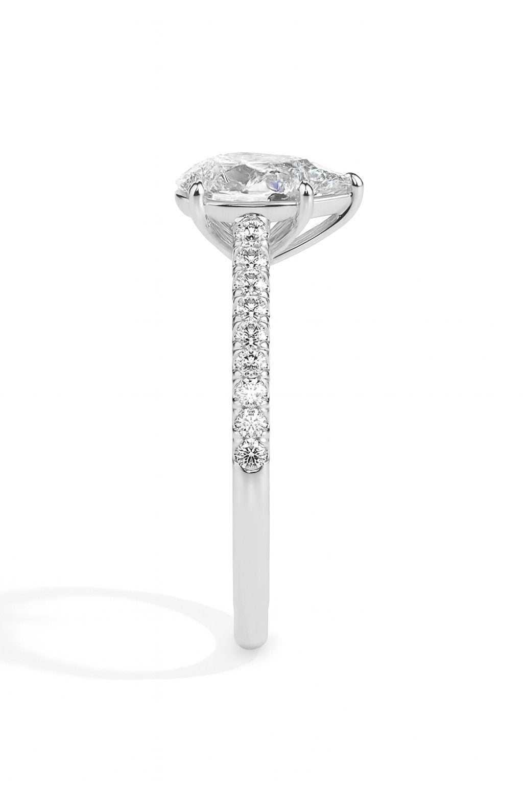 Philo Solitaire Pave Pear Ring