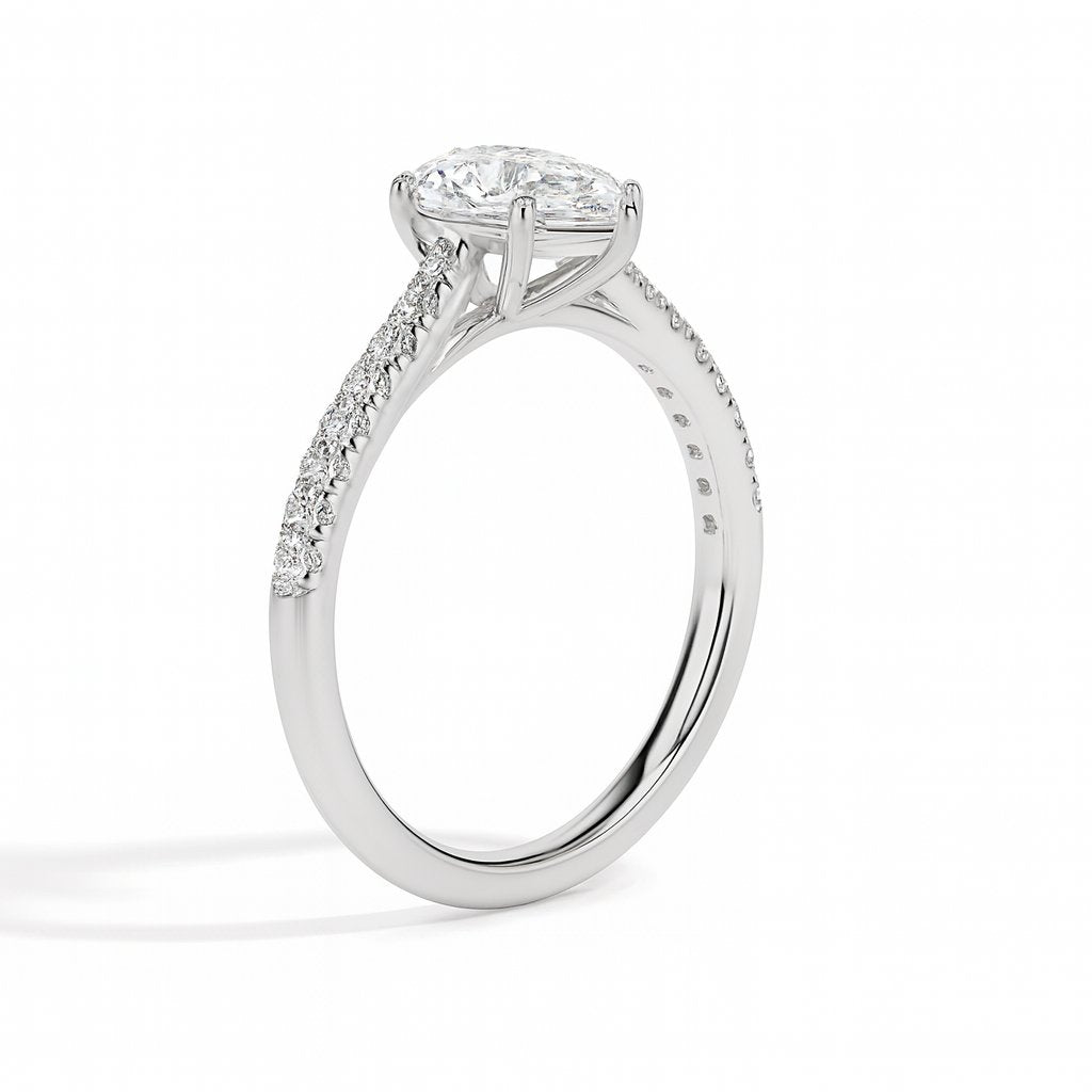 Philo Solitaire Pave Pear Ring