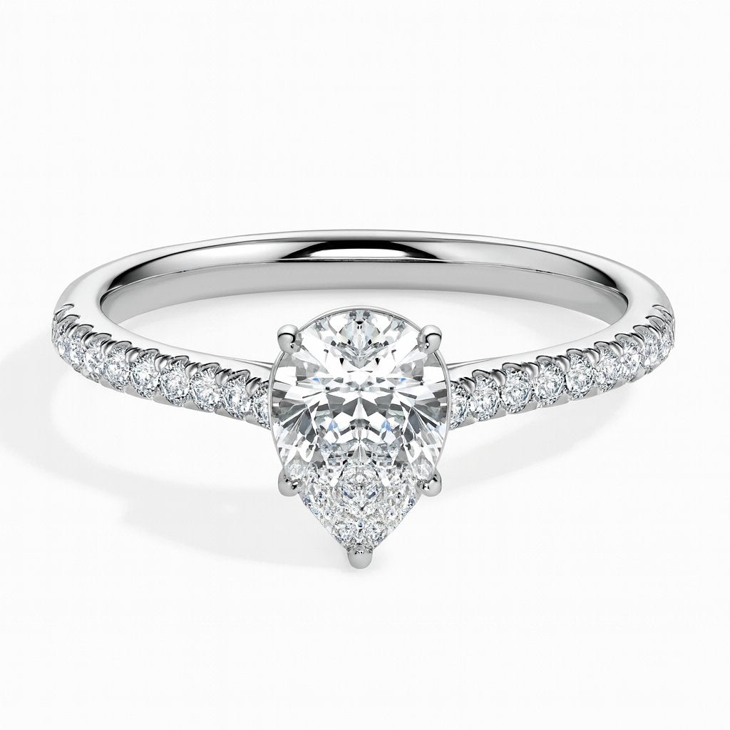 Philo Solitaire Pave Pear Ring