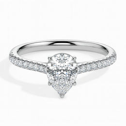 Philo Solitaire Pave Pear Ring-Dileti